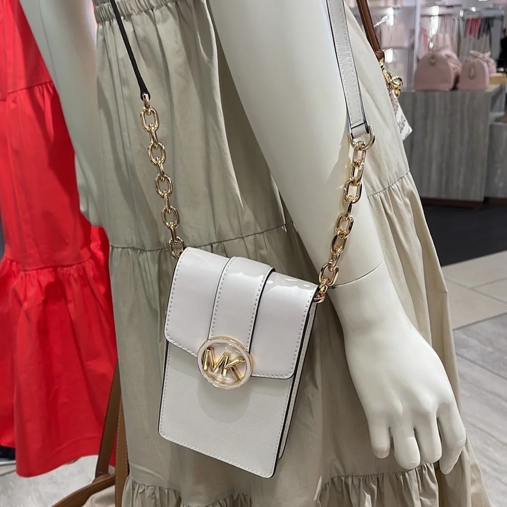 MICHAEL KORS CARMEN SMALL FAUX LEATHER PHONE CROSSBODY BAG - Picture 15 of 16